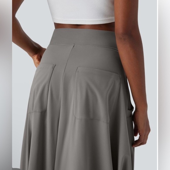 Halara Mid Rise Multiple Pockets Side Draped Maxi Casual Lantern Skirt NWT - Picture 4 of 7